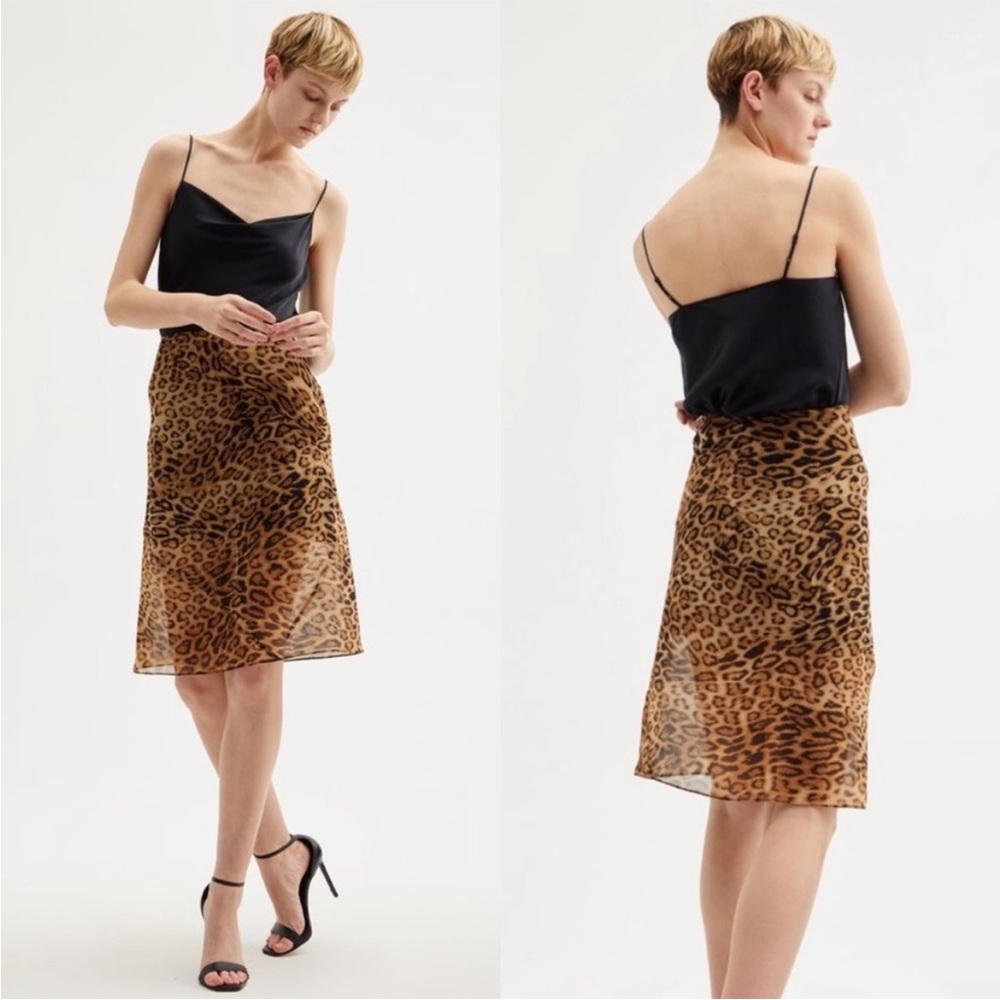 Nili Lotan Relana Leopard Print Silk Skirt NWT